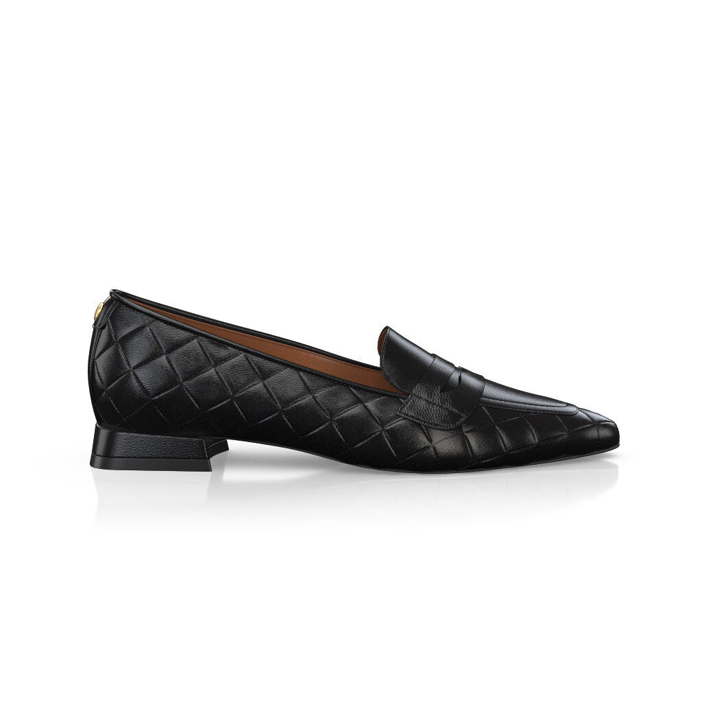 Chaussures plates pointues Femme Faites main en Italie en Cuir Noir - Sur Mesure, Petit, Perles - GIROTTI 59020