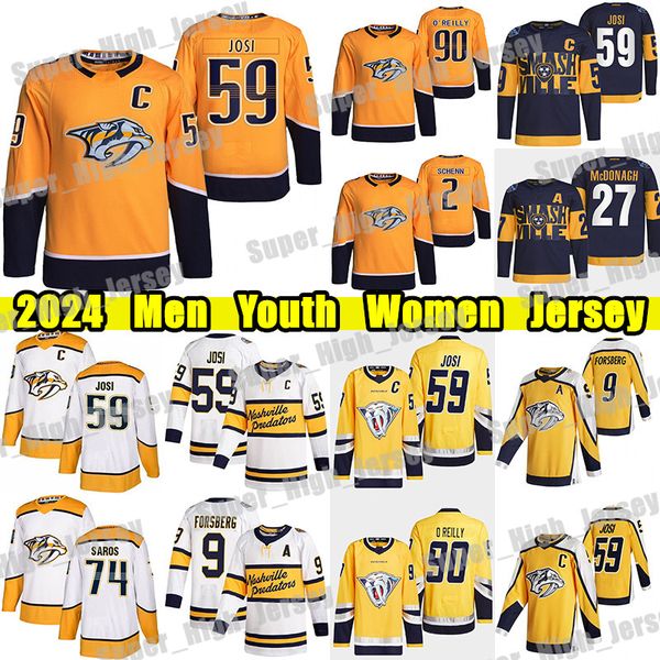 #59 Roman Josi hockey jersey #90 Ryan O&#039;Reilly Filip Forsberg Juuse Saros Ryan McDonagh Trenin Colton Sissons Gustav Nyquist Luke Schen