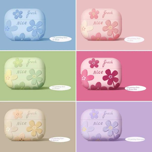 Matte oil painting flower box suitable for AirPods 1 2 Pro earphone cover third-generation soft cover protective case M240827