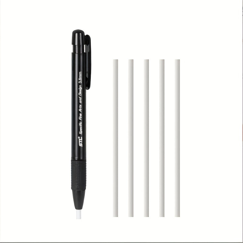 TEMU Precision Sketching Eraser Pen Set - Refillable, High-gloss Finish For Artists, Fits Pencils & Colored Pens, Includes Refills (0.15")