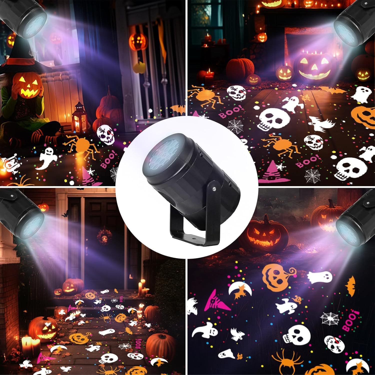 TEMU 1 Halloween Projector, 16 Vivid Patterns, Rotating Halloween Pattern Led Stage Lights, Halloween Sunlight Decoration, A More Halloween