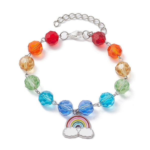 Charm-Armbänder aus Emaille-Legierung mit Regenbogenmotiv