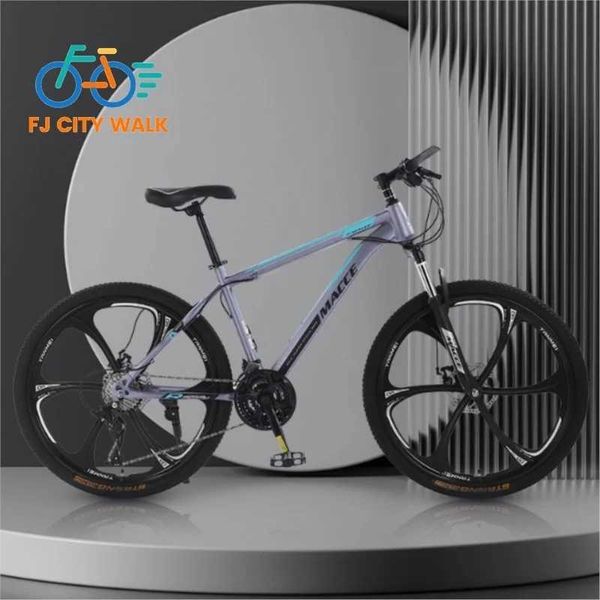 Bikes Ride-Ons FJ High Carbon Steel Double Disc Brake Mountain Bike Adult Mountain Bike Variable Speed Student Shock Absorbed Road Bike Q241