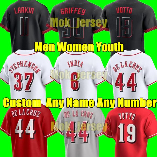 2024 Custom Baseball Jersey - Reds Joey Votto Elly De La Cruz Jonathan India Hunter Greene Johnny Bench Tyler