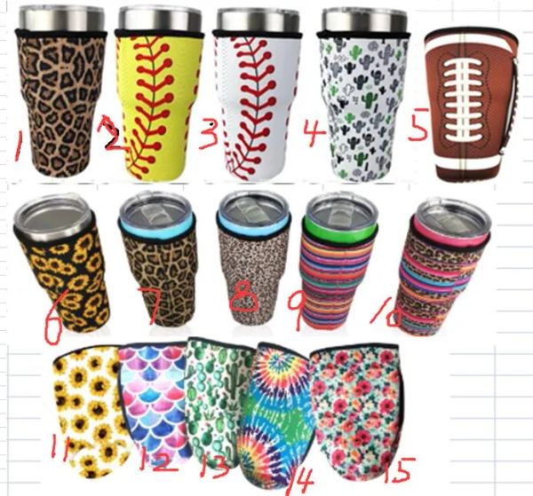 21 Style baseball Reusable Coffee Cup Sleeve Cactus Water Bottle Cover Neoprene Insulated Sleeve Cover Case Bags Pouch for 30ozZZ