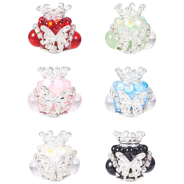 6Pcs 6 Colors Polymer Clay Rhinestone Beads