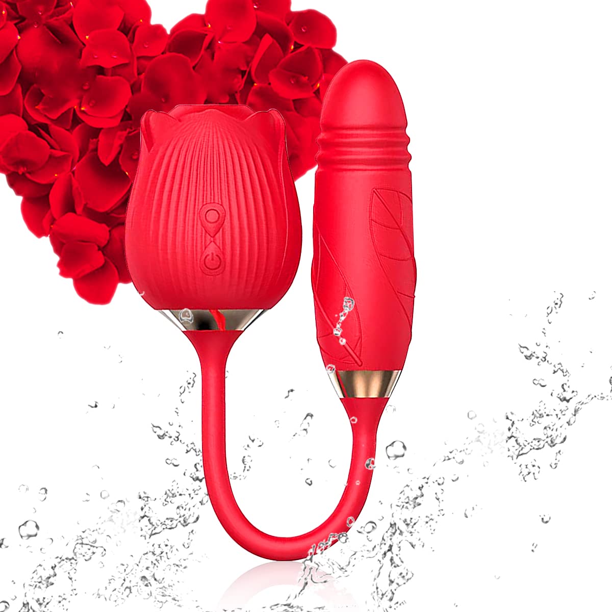 Rose Toy Vibrators for Woman with 10 Modes Stimulation for G-spot Dildo Nipple Massager Licking Vibrator Clitoral Stimulator Butt Plug Vaginal Anal