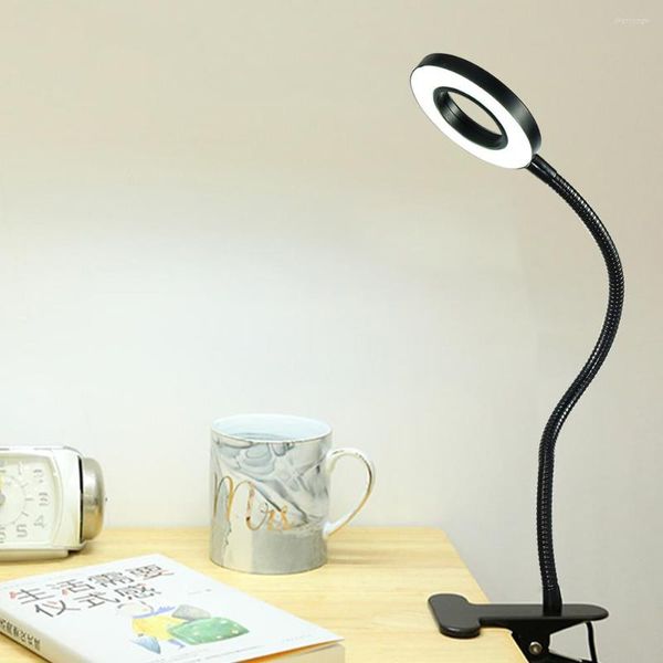 Lamps Table Zerouno Flexible LED Desk Lamp Beside Reading Book Lights USB Power 5 Speed Dimmable Control Clip Lampada ada