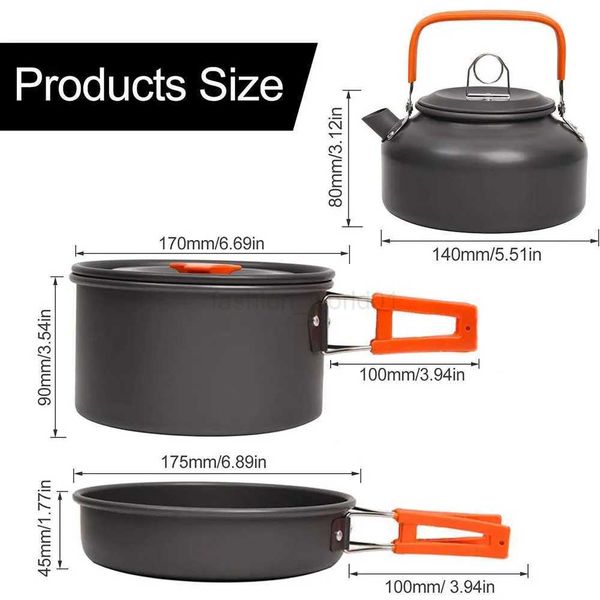 Outdoor camping cookware set aluminum portable cooking kettle pot set travel picnic barbecue tablewareX2407172
