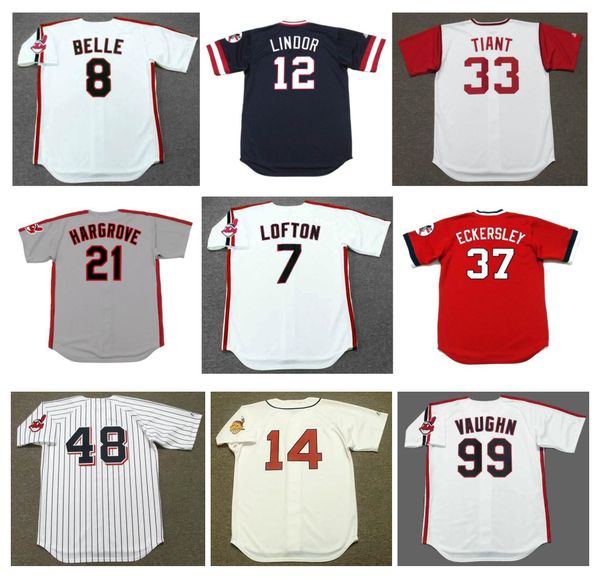 RICKY VAUGHN ALBERT BELLE Cleveland Throwback Baseball Jersey JIM THOME JOE CHARBONEAU HAYES KENNY LOFTON PEDRO CERRANO OMAR VIZQUEL CORY SN