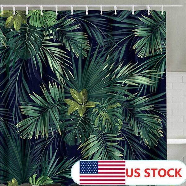 1.8M Bathro Shower Curtain Banana Leaf Modern Waterproof Mildewproof CurtainT250111