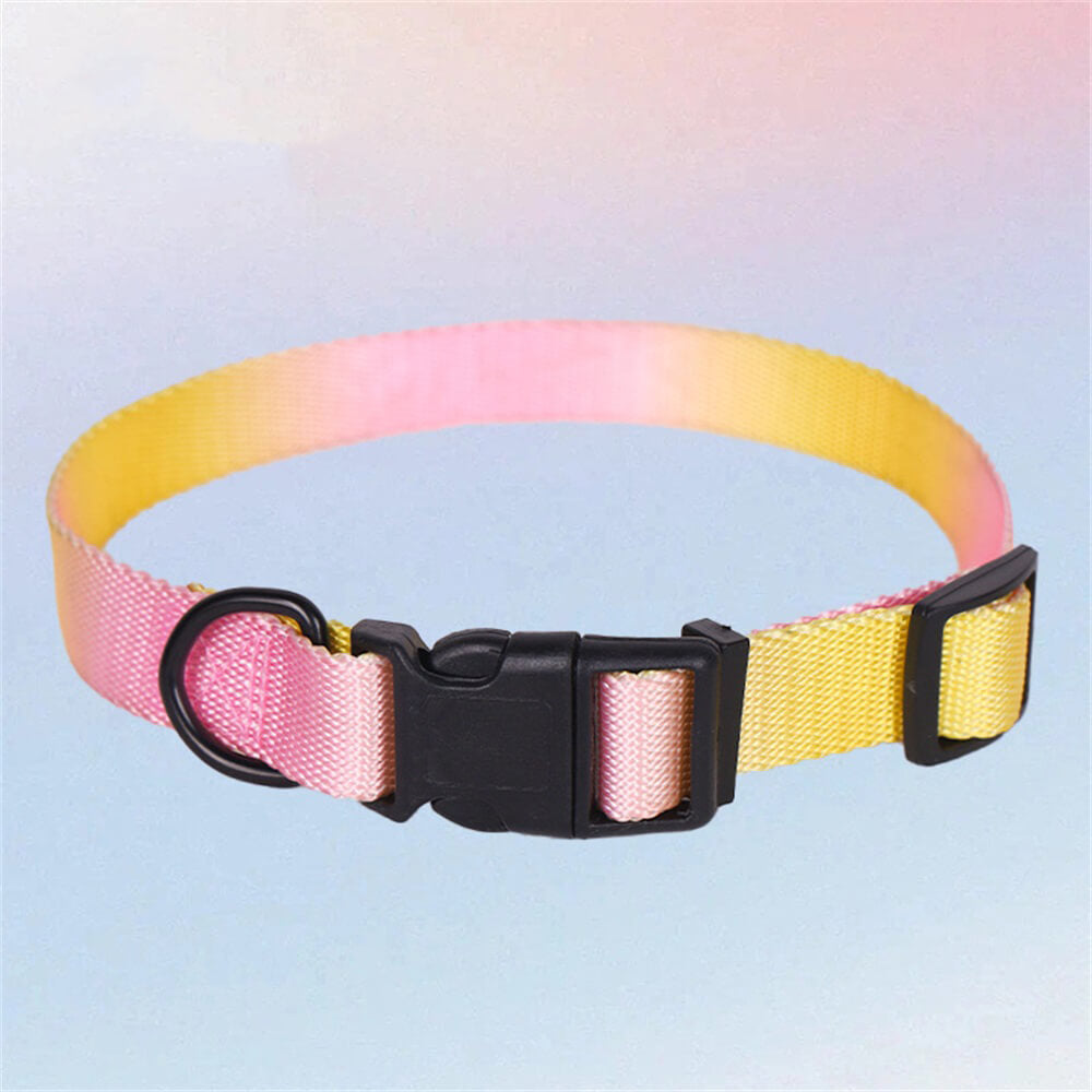 Colorful Gradient Dog Traction Rope and Chest Harness - Anti-Breakaway Design, Collar-Yellow+Pink - L
