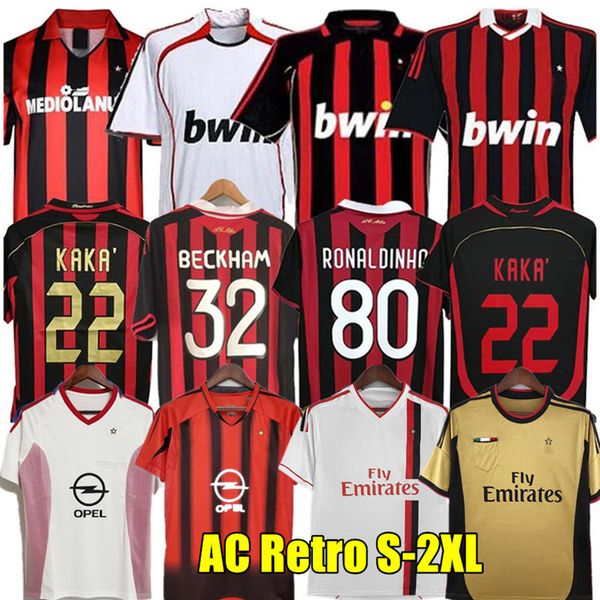AC Retro Soccer Jerseys MIlans football shirts Gullit 01 02 03 03 04 05 06 07 08 09 10 11 12 13 14 15 Maldini Van Basten KAKA Soccer shirt I