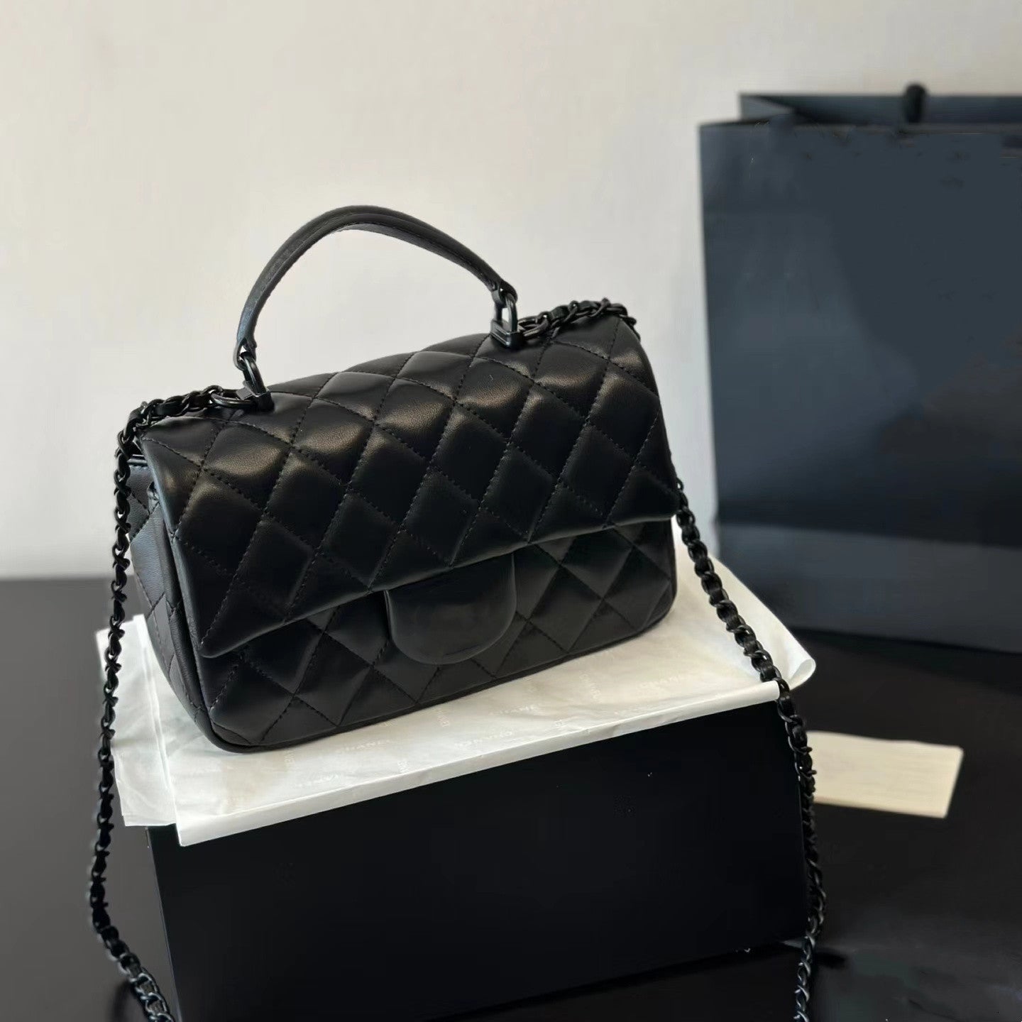 10A Designer bag Mirror quality Jumbo Double Flap Bag Luxury 20cmReal Leather Caviar Lambskin Classic All Black Purse Quilted Handbag Shoulde With B