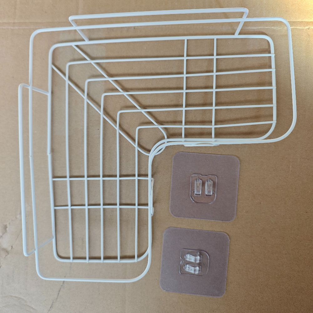 TEMU 1pc Wall-mounted Shower Caddy Rack – No-drill Bathroom Storage Organizer For Shampoo, Body Wash, And More, White Metal Shelf With Multiple