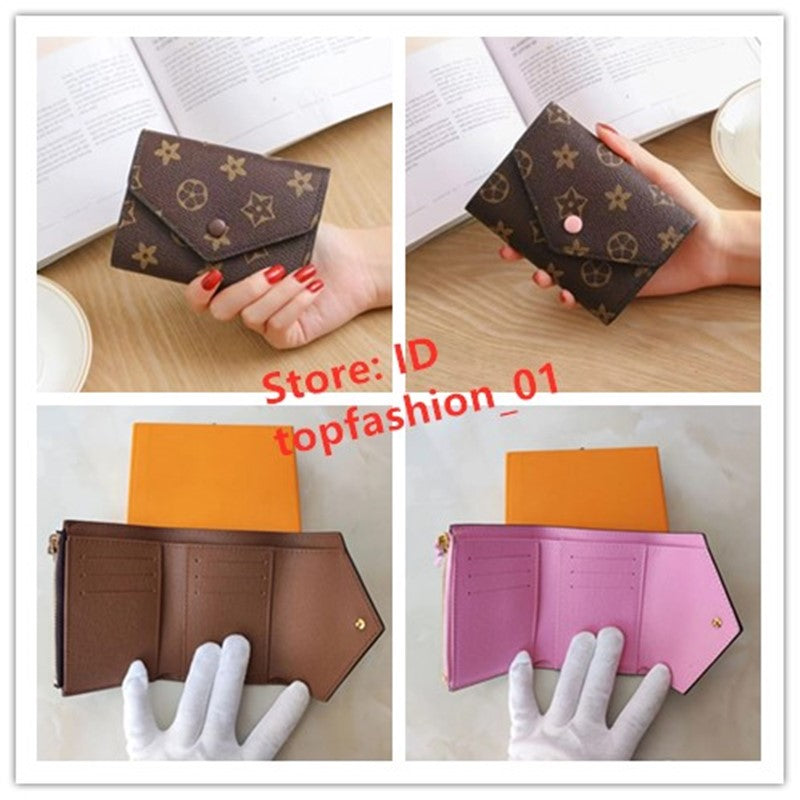 topfashion_01 Women Wallets Holders for women Coin Purse Small Wallet victorine Woman Card Holder Luxury Brown Flower Short Wallets Mini Wallets Wit