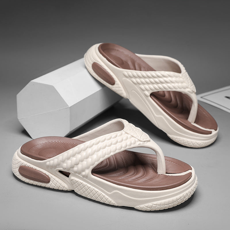 Men Flip Flops Outdoor Indoor Slippers Comfortable Thick Sole Trendy Mens Beach Sandals Non-slip Bathroom Home Men&#039;s Slippers