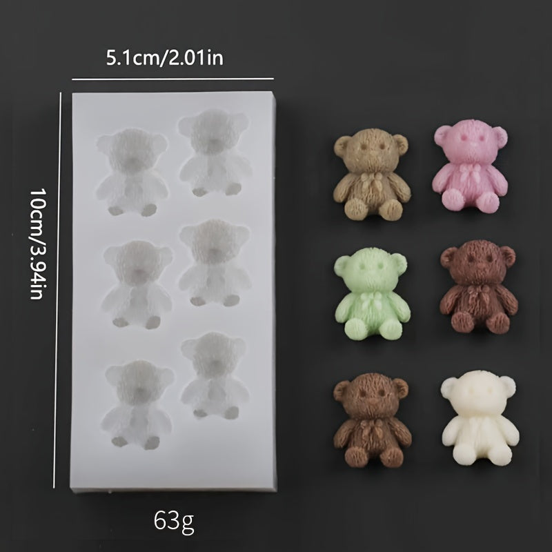 TEMU 1pc Silicone Rabbit And Knitted Bear Mold For Baking, Chocolate, Aromatherapy Candle Making, And Fondant Decorating - Uncharged Bakeware Mold