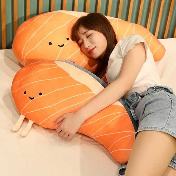 Plush Dolls 50-80cm Creative Simulation Salmon Plush Toy Stuffed Real Life Food Doll Cartoon Soft Bed Sofa Pillow Funny Gift for Kids Gift J