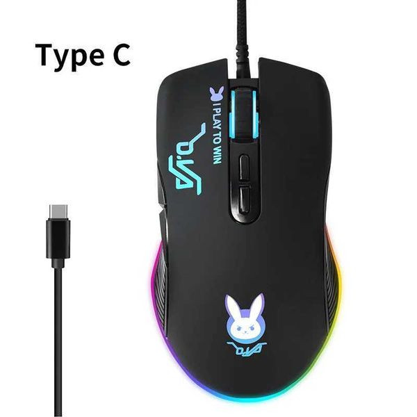 New Arrival 7200dpi C-type USB interface RGB scrolling light macro definition wireless gaming mouse mobile phone tablet laptop T250102