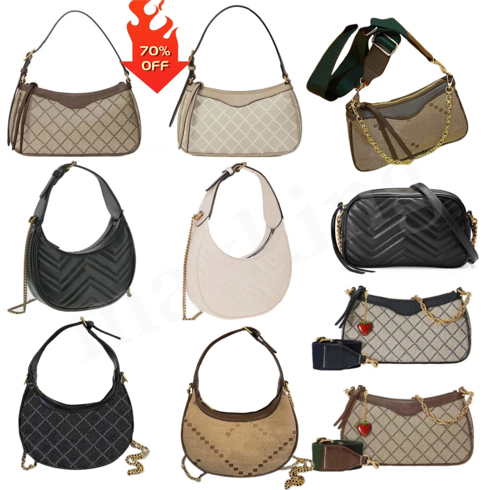 Designer Women&#039;s Shoulder Ophidia Hobo bag Men&#039;s Underarm Crescent Leather Fashion Crossbody Bag Envelope Handbag Messenger