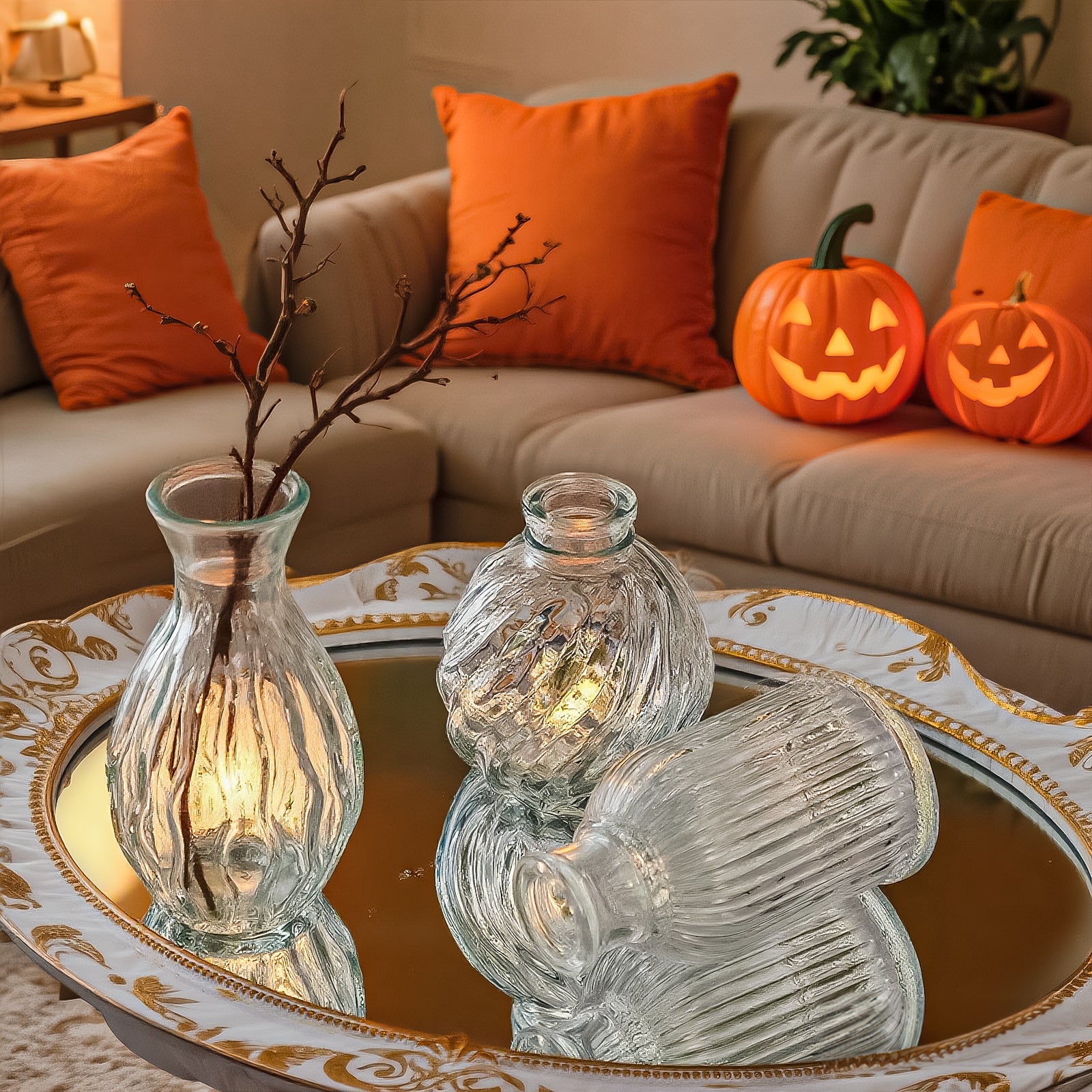 TEMU Whonline 24pcs Halloween Glass Bud Vase Set, Small Vases For Flowers, Clear Bud Vases For Centerpieces Mini Flower Vases In Bulk For Rustic