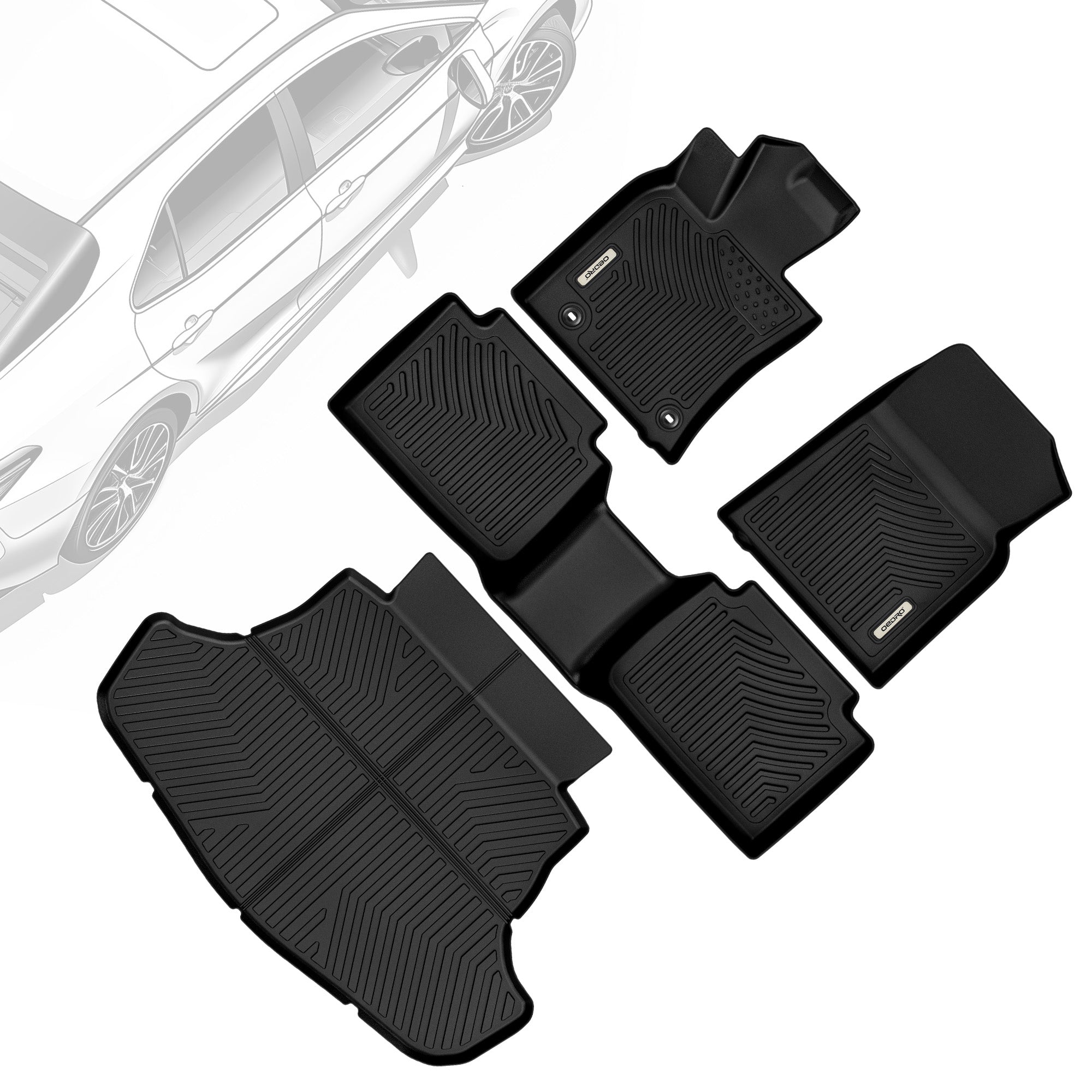 OEDRO Floor Mats for 2018-2024 Toyota Camry Standard Models, Unique Black TPE All-Weather Guard Full Set Liners