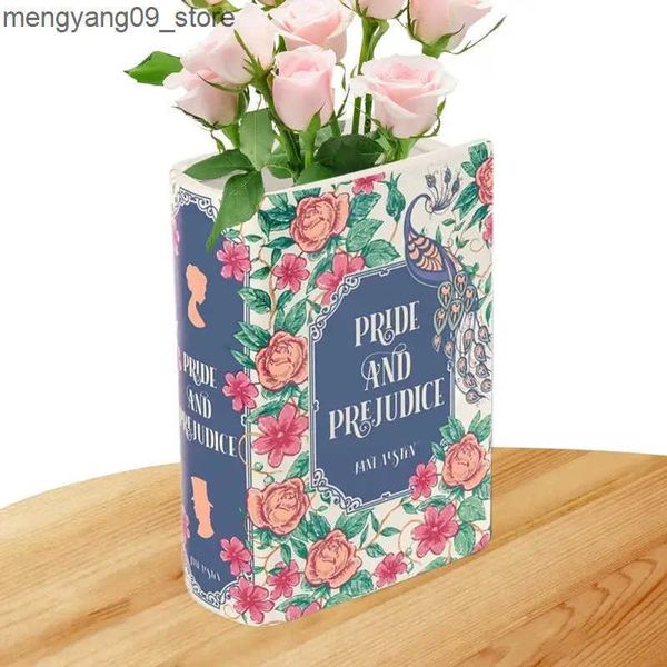 Vases creative Book shaped Vase Decorative Ceramic Book Vase Unique Book Planter Pot Table Flower Vase household Cute Bookshelf Decor J24121