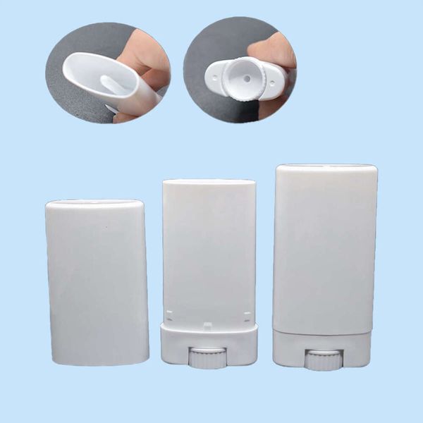 18Pcs 15Ml Empty Oval Lip Balm Tube Travel Plastic White Solid Perfume Deodorant Containers Portable Makeup Lipstick Tubes