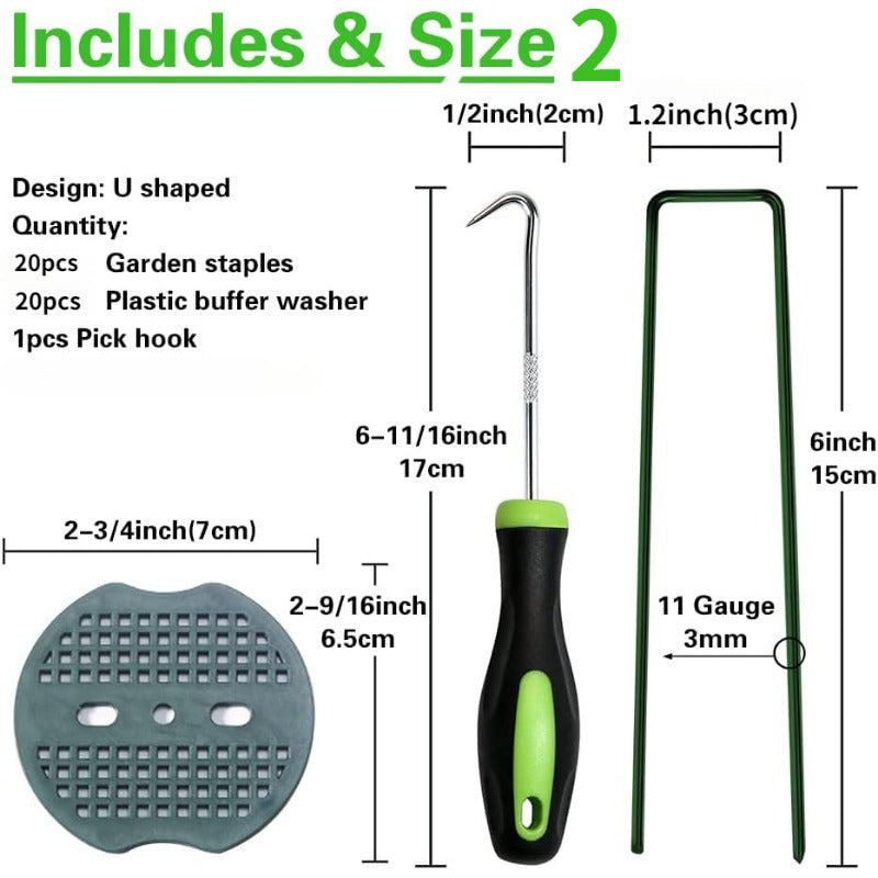 TEMU 50-20pcs Heavy Duty Galvanized Metal Landscape Stakes & Washers - 6 Inch 11 Gauge Green Artificial Turf Stakes With , Barrier Sod Fabric Ground