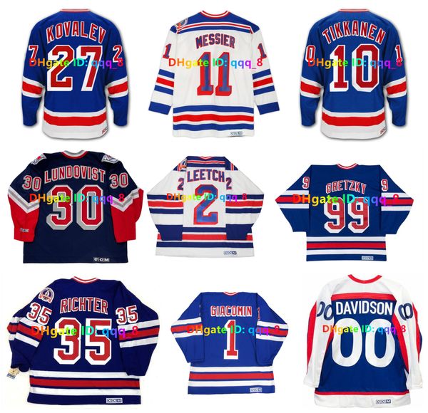 MARK MESSIER BRIAN LEETCH WAYNE GRETZKY 1994 STANLEY CUP CCM Throwback Ranger Hockey Jersey HENRIK LUNDQVIST ADAM GRAVES BARRY BECK BRAD PAR