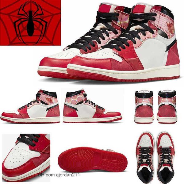 Basketball Shoes Outdoor Sandals Authentic 1 1s High Og Spidersman Dv1748-601 Across the Verse Sports Sneakers Trainers Mens Red White