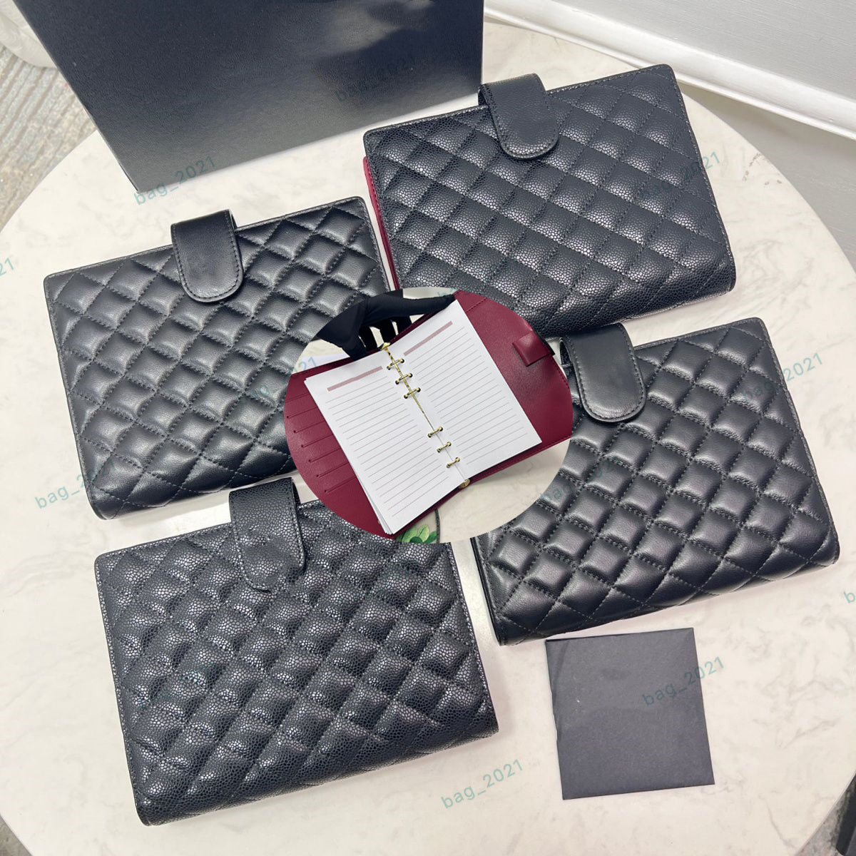 Caviar Leather Designer Agenda HL Notebook Credit Card Holder Case With Box Large Small Cover Letter Wallet Womens Waterproof Working Meeting Notes