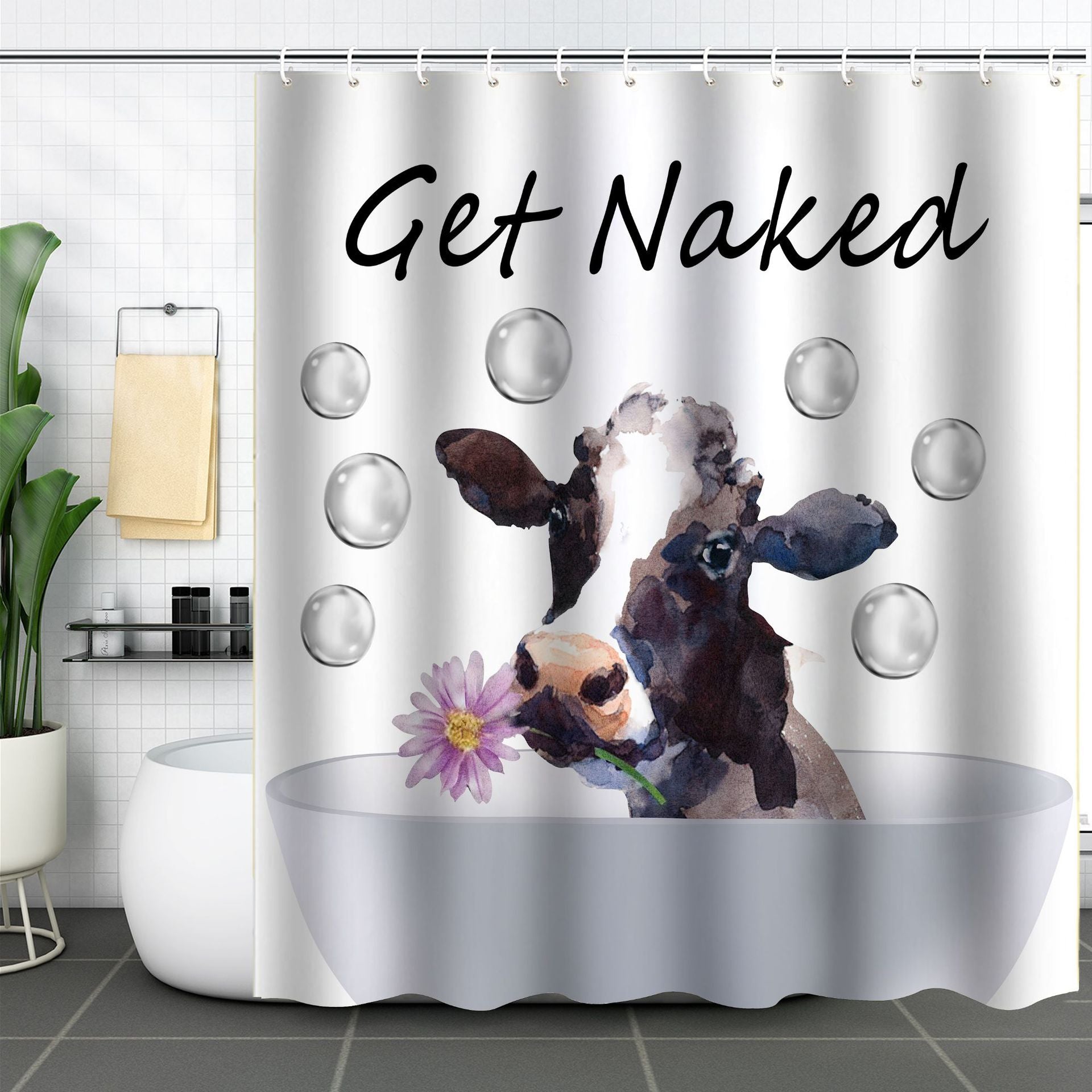 YL-37511 Hot selling digital printed shower curtain animal waterproof, mildew-proof and moisture-proof bathroom dry and wet separation curtain