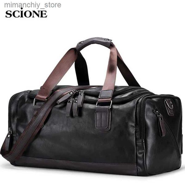 Outdoor Bags Men&#039;s PU ather Gym Bag Sports Bags Duffel Travel Luggage Tote Handbag for Ma Fitness Men Trip Carry ON Shoulder Bags XA109