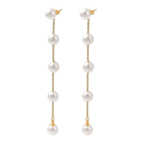 Boucles d'oreilles pendantes en acier inoxydable 304 avec perles en plastique