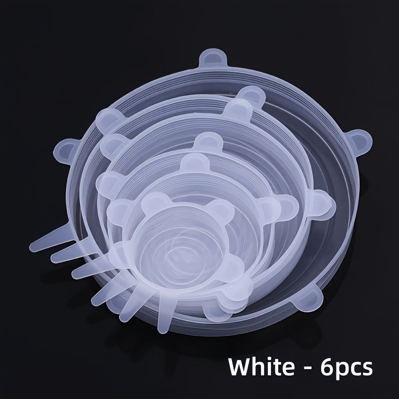 TEMU 6pcs Set, Reusable Silicone Elastic Fresh-keeping Cover Set, Suitable For Vegetable And Fruit Storage, Dishwasher And Refrigerator , Free Of