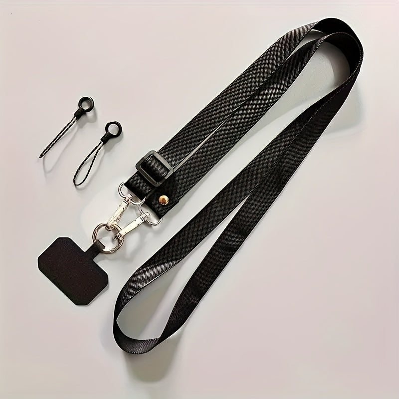 TEMU Adjustable Nylon Phone Lanyard - Crossbody Strap With Detachable Clip For Smartphones, Bags & Keys, Black, Elderly-, Multiple Colors , Durable &