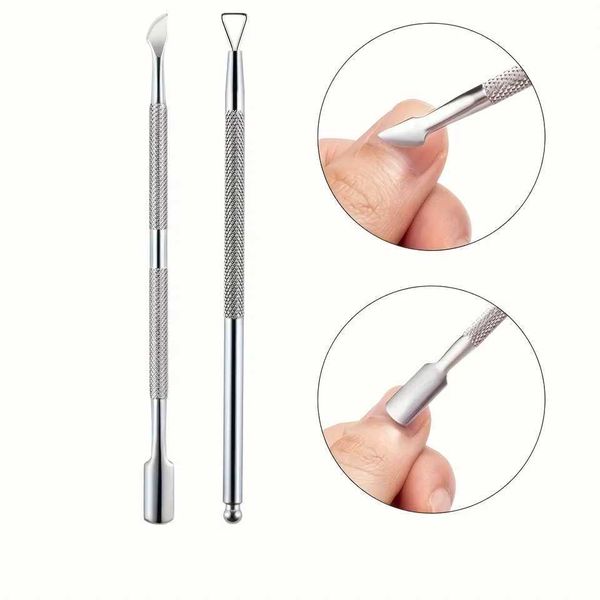 Cuticle Pushers Stainless steel cuticle massager and triangle scraper gel nail polish remover dead skin remover for ergonomics and foot trea