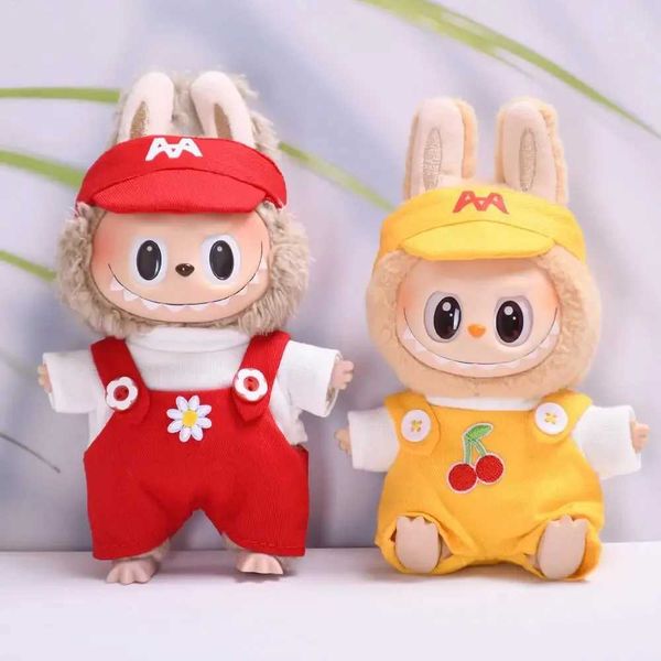 2025 Doll Accessories For 17 cm labubu outfit small flower overalls hats Labubu baby clothes Dolls Accessories Cute Decoration Little Clothe