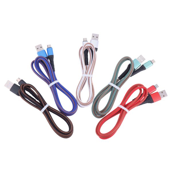 Nylon Fast Charging 1M Micro USB Type C Charger Data Cable Cord For Samsung Huawei Mobile Phone Cables