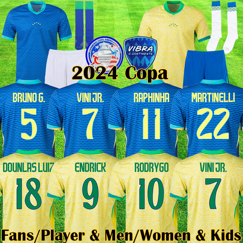 3XL 4XL 2024 Copa BRAZILS Soccer Jerseys ENDRICK Camiseta futbol PAQUETA equipment VINI JR football shirt MARTINELLI Player Version kits brasil RODR