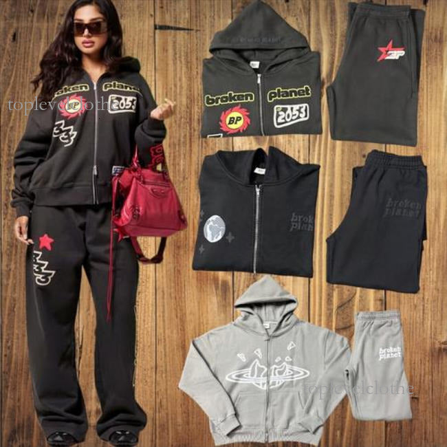 HOT Brokenly Planetly Hoodies Men Designer Brand Plantets Tracksuit Full Zip Plantets Hoodie Letter Foam Printed Hoodie Casual Hip Hop Style Sweatpa