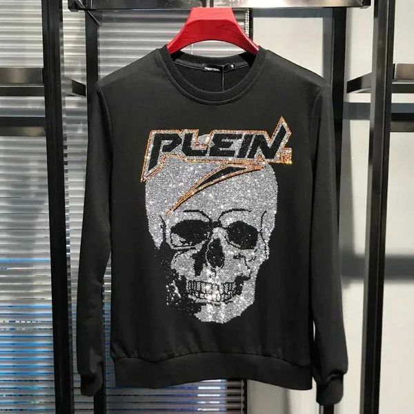Men&#039;s Hoodies Sweatshirts High quality mens skydiving pulley skeleton diamond designer hoodie hip-hop sweater mens rhinestone lingerie