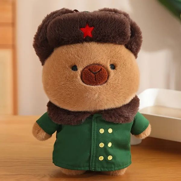 Army Coat Capybara Plush Toy Doll Throw Pillow Plush Doll Home Decoration Doll Decoration Army Coat Plush Gift