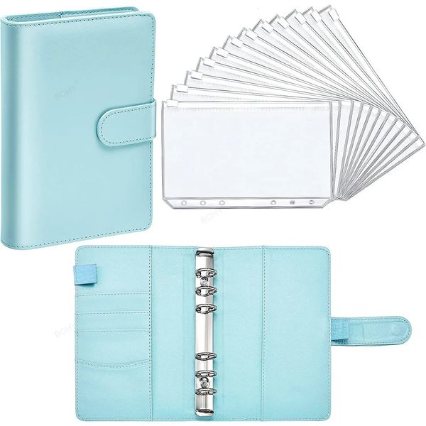 A6 Binder Budget PU Leather Planner Pockets Expense Sheets Notebook Cash Envelope Organizer System Clear Zipper Accessories 250120