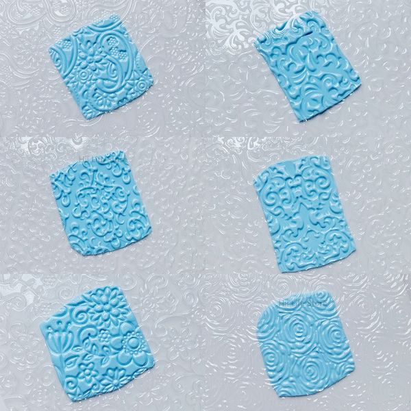 6pc-set of Soft Pottery Clay Texture Mold DIY Earring Jewelry Transparent Stamp Pad Flower Pattern Relief Texture Embossing Tool