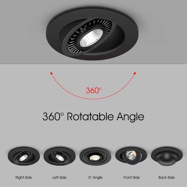 Adjustable LED tube light embedded ceiling LED spotlight 5W 7W 12W 220V tube light 360 degree rotating room indoor lighting CL240830