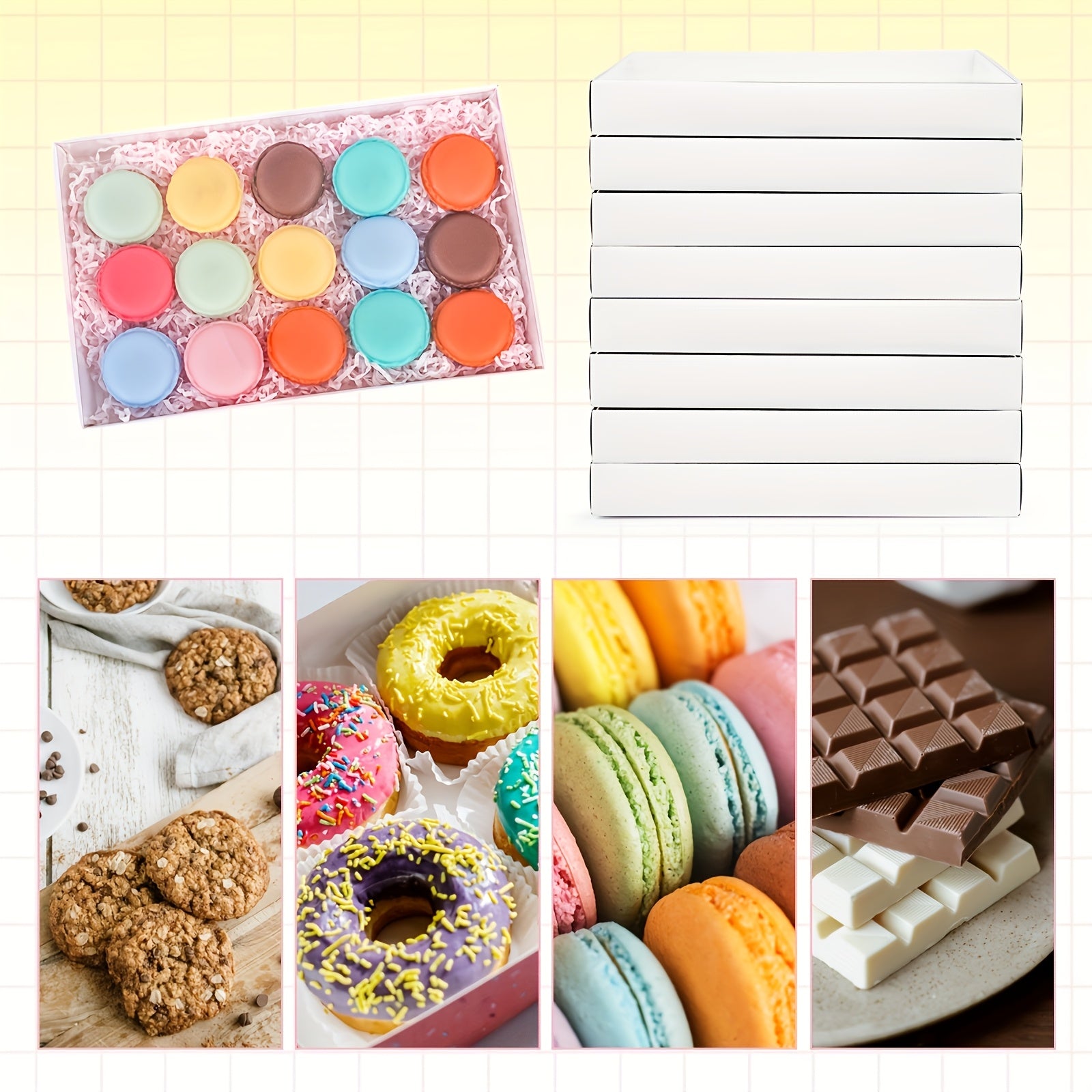 TEMU 25-50-pack White Cookie Boxes With Clear Lid - 9.5x6x1.2 Inch Pastry, Muffin, Chocolate, Baking Gift Boxes For Birthday, Wedding, Bridal Shower,