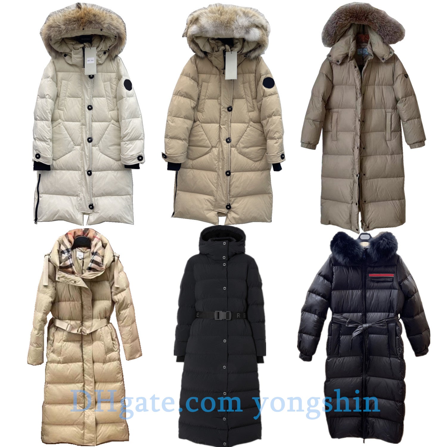 Women black puffer jacket down coat winter parka White goose down filling Long coats outdoor windproof Outerwear Womens long clothes overcoats Premi